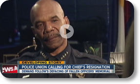 Denver police union calls for chief's resignation after memorial desecrated during protest PHOTO